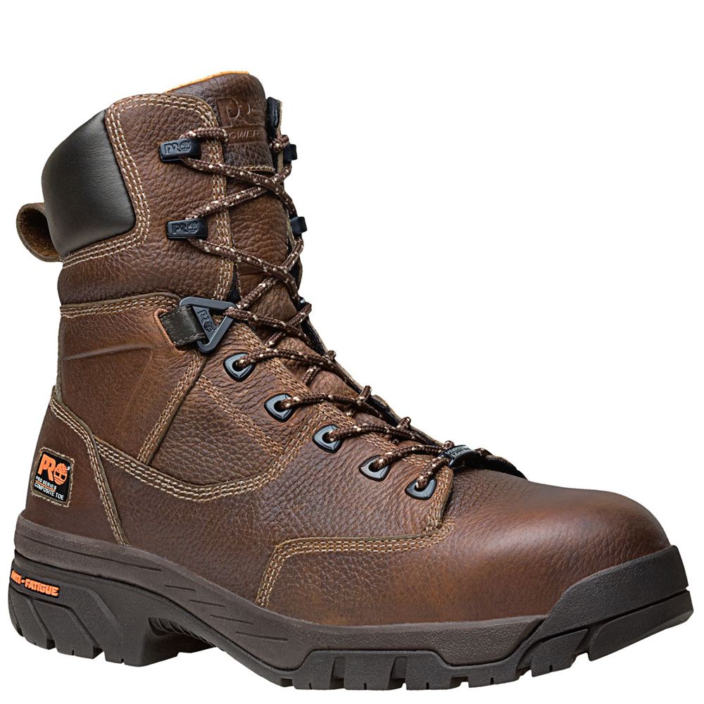 Timberland Μποτακια Εργασίας Ανδρικα Καφε - Pro® Helix 8\" Comp Toe - Greece 9846573-WP